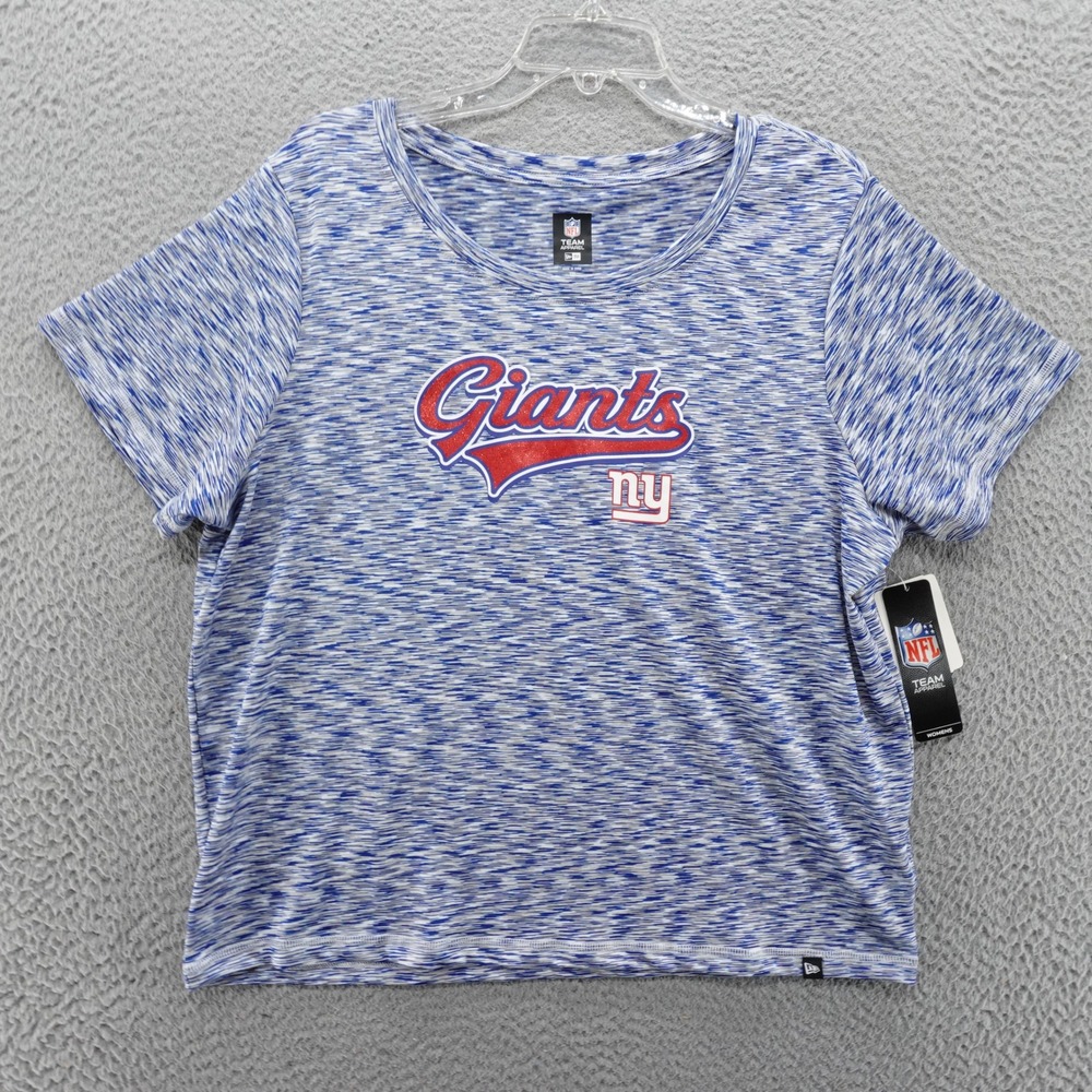 NFL Team Apparel New York Giants Women 2XL Blue Space Dye Glitter Logo Tee NEW